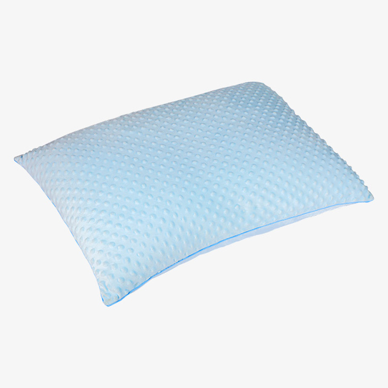 Oreiller recto-verso en peluche polyester/tissu rafraîchissant, oreiller de lit respirable avec passepoil bleu